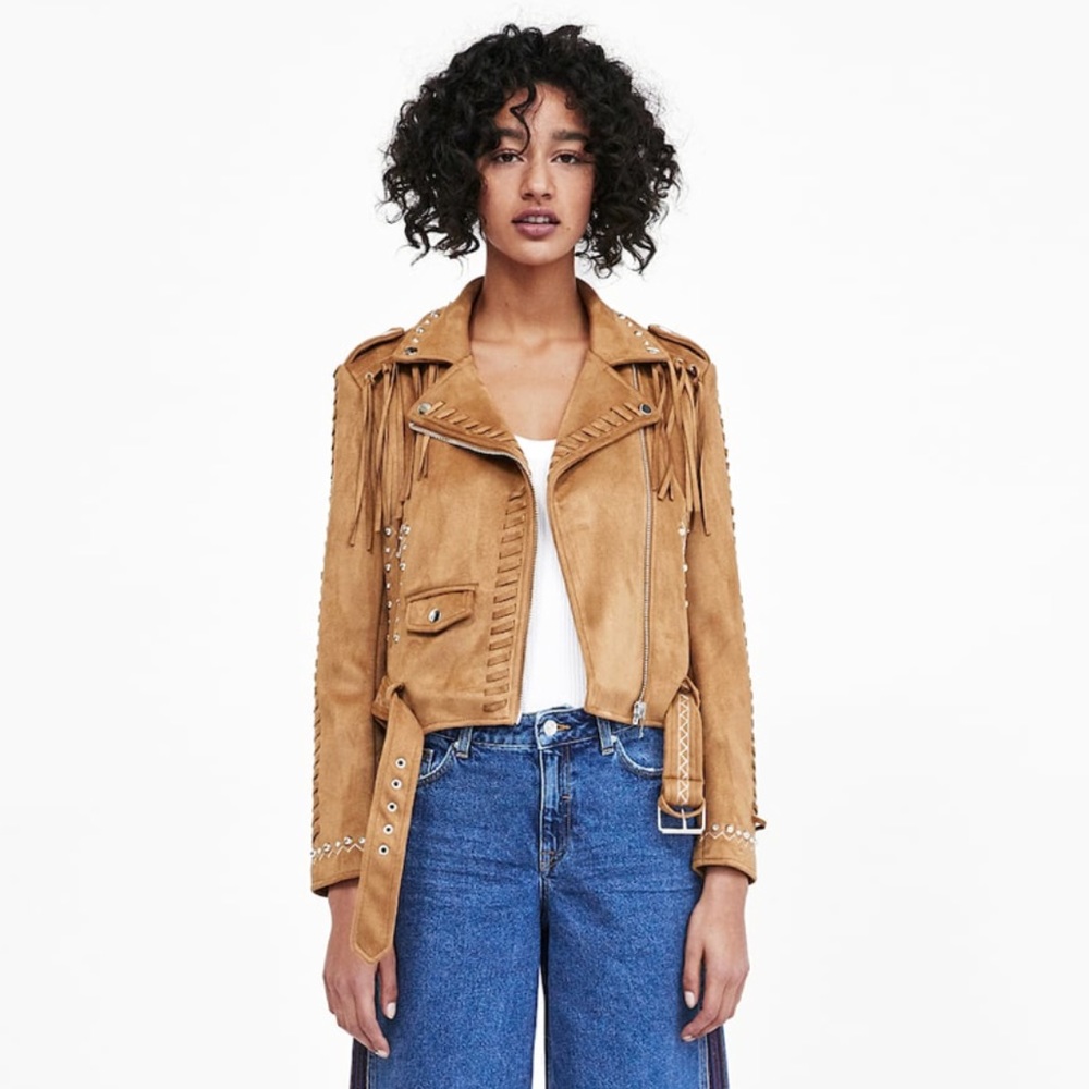 NWT Faux Suede Fringe Jacket